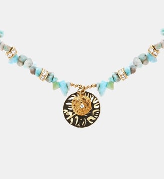 Collier avec pierres, perles et pendentif central VICTOR - Hipanema - Bleu turquoise