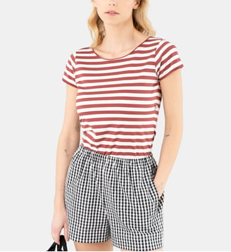 T-shirt ajusté Australie à rayures en coton - Agnès b. - Blanc et rouge