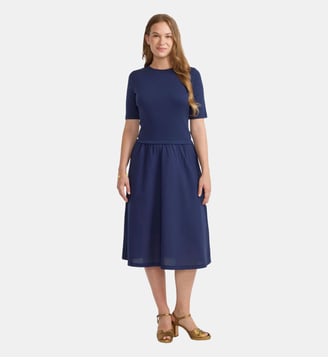 robe longue avec empiècement - Agnès b. - Bleu breton