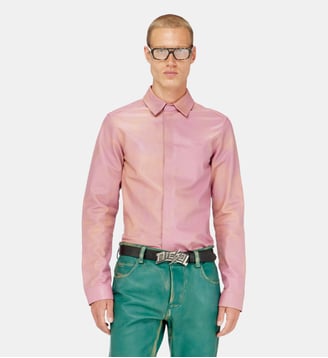 Chemise en cuir traité - Diesel - Rose