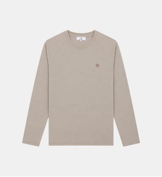 T-shirt manches longues col rond coton gaufré - Serge Blanco - Beige