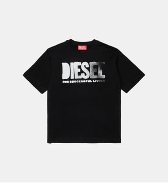 T-shirt avec logo sur le devant - Diesel Kids - Noir