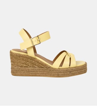 Espadrilles Compensées Hisa Cuir d Agneau - Bobbies - Limonade