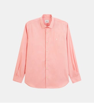 Chemise manches longues patch logo en coton stretch - Serge Blanco - Rose