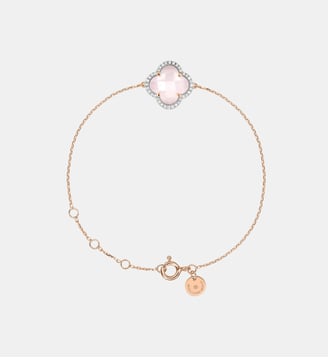 Bracelet, quartz rose milky, diamants, or rose - Morganne Bello - Or rose