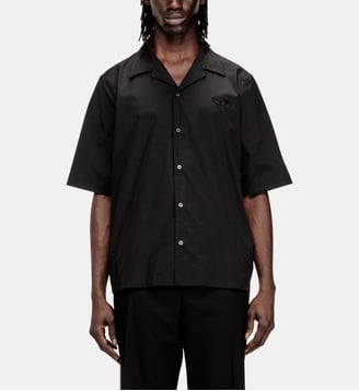 Chemise en popeline stretch avec broderie Oval D - Diesel - Noir