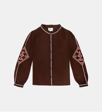 BLOUSE imprimé ethnique BINA - La Petite Etoile - Marron