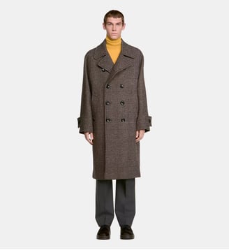 Manteau en laine à carreaux - Sandro - Marron chiné