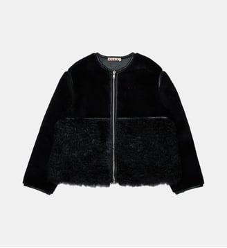 Veste shearling avec logo imprimé - Marni - Noir