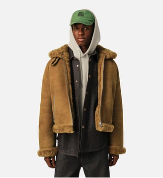 Blouson aviateur en shearling de mouton - AMI Paris - Beige mastic