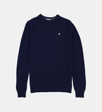Pull avec col rond uni - Serge Blanco - Bleu foncé