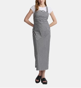 robe Luberon longue en coton vichy noir - Agnès b. - Noir