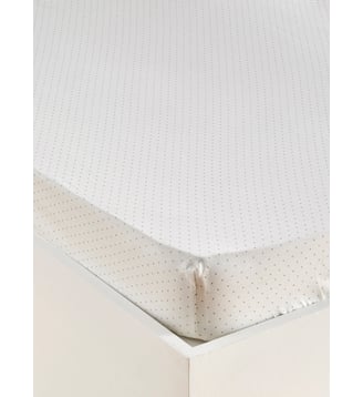 Drap-housse à pois percale de coton - Cyrillus - Blanc doux