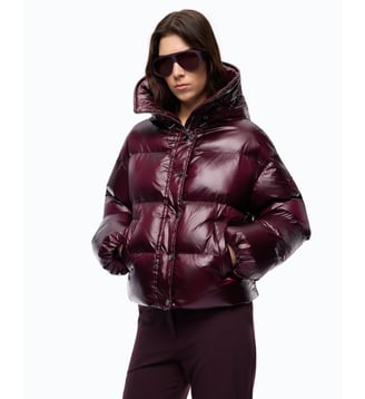 Doudoune à capuche en tissu technique - Pinko - Bordeaux