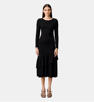 Robe moulante jersey volants - Claudie Pierlot - Noir