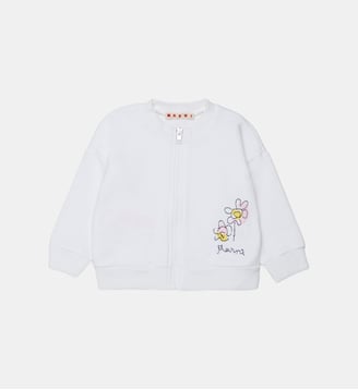 Sweat à fermeture zippée intégrale avec logo - Marni - Blanc