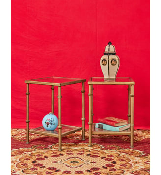 Paire table basse en laiton Donna N°800- Produit chiné - Debongout - Doré