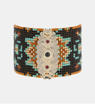 Bracelet manchette perles tissées BIZANCE - Hipanema - Noir