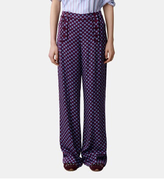 Pantalon à pont satin - Claudie Pierlot - Print bordeaux