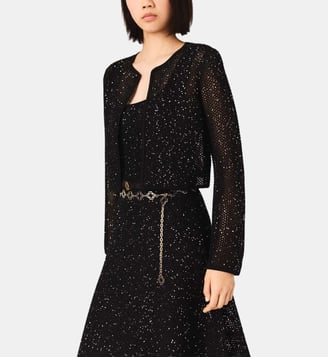 Cardigan en maille strassée - Maje - Noir