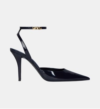 Escarpins à brides en cuir verni - Balmain - Bleu