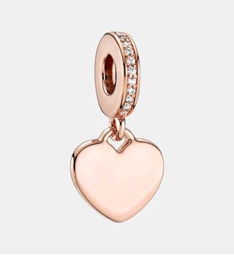 Charm Pendant Plaque Cœur Gravable - Pandora - Rose