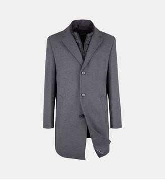 Manteau en laine et polyester avec parement amovible regular Deus - Digel - Gris