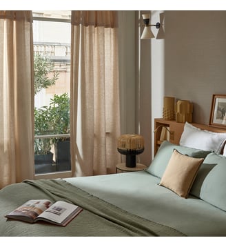 Rideau Panneau Tamisant Coton lin uni - Madura - Beige minéral