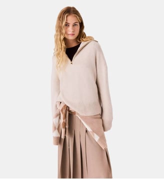 Pull en cachemire avec col zippé - Maje - Beige