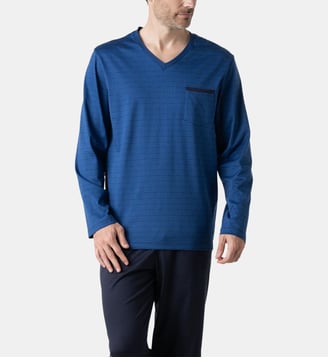 Pyjama long Mercerisé, vendu en boîte cadeau - Eminence - Marine