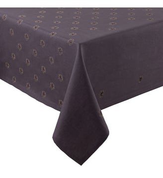 Nappe unie en lin brodé, SIDERALE - Alexandre Turpault - Violet