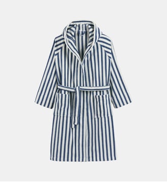 Peignoir capuche éponge velours - La Redoute Interieurs - Blanc cassé et bleu