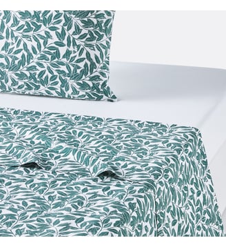 Drap plat coton lavé - La Redoute Interieurs - Blanc et vert