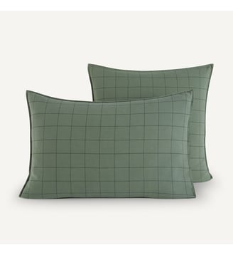 Taie d'oreiller en coton bio - AM.PM - Vert forêt et gris