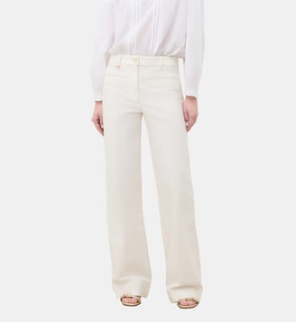 Pantalon poeme - Motif uni - Coupe flare - Caroll - Écru