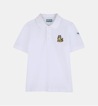 Polo badge et broderie - Kenzo Kids - Blanc