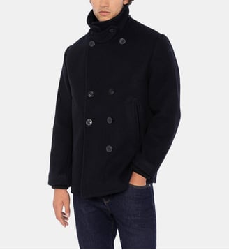 Caban laine - Schott - Bleu foncé