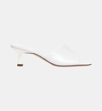 Mules à talon en cuir lisse - Sandro - Blanc
