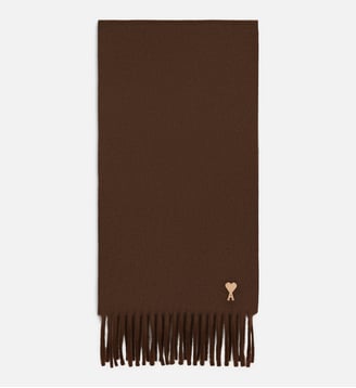 Echarpe unisexe en laine patch Ami de Coeur - AMI Paris - Marron