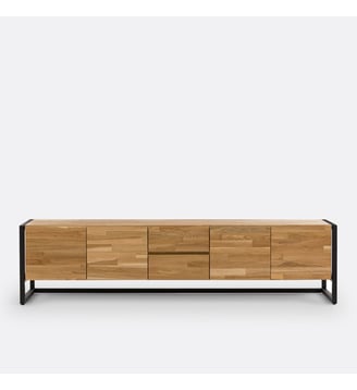 Meuble TV hifi chêne et plaqué, L200 cm - La Redoute Interieurs - Chêne