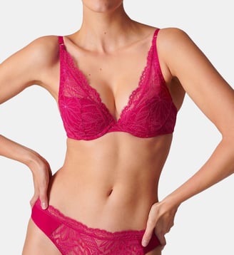 Soutien-gorge push-up avec armatures dentelle française - Simone Pérèle - Rose