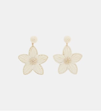Boucles d'oreilles fleurs en raphia ivoire - Balaboosté - Ivoire
