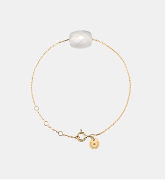 Bracelet, agate blanche, or jaune Morganne Bello