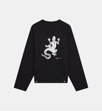 cardigan en coton sérigraphié - Agnès b. - Noir