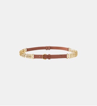 Ceinture avec empiècement en chaîne 2 cm - Pinko - Marron lion et or antique