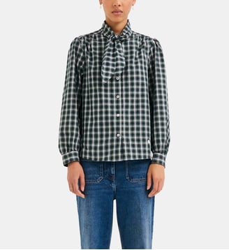 Chemise à carreaux et col cravate - LINETTE - Pablo - Vert