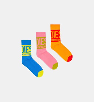 Lot de trois paires de chaussettes en coton avec détail logo - Diesel - Multicolore