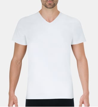 Maillot de corps slim coton peigné col V - Eminence - Blanc