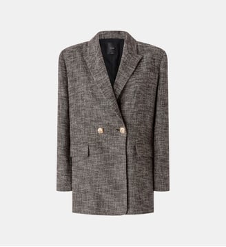 Blazer croisé en flanelle - Pinko - Noir, marron et blanc