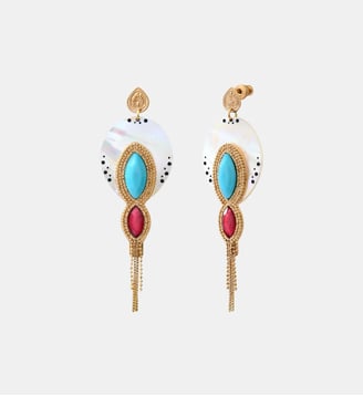 Boucles d'oreilles pendantes percées   - Mindoro - Satellite - Nacre blanc